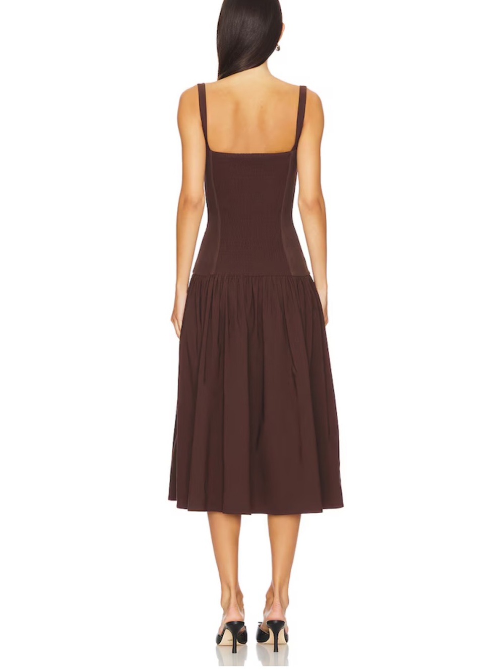 WeWoreWhat Chocolate Brown Square Neck Midi Dress - Picture 3 of 3